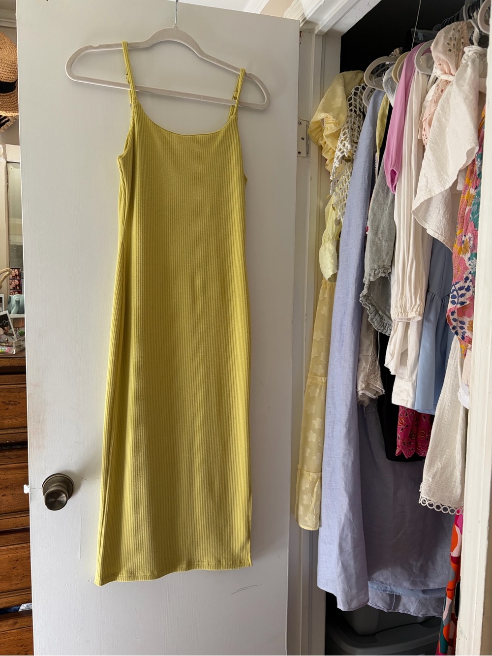 Workshop Republic Clothing Lime Ribbed Slip Midi Dress